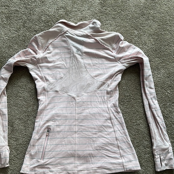 Lululemon Pink and gray stripe quarter zip pullover - Picture 6 of 9